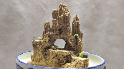 吸水石假山盆景栽什么植物好看好养活